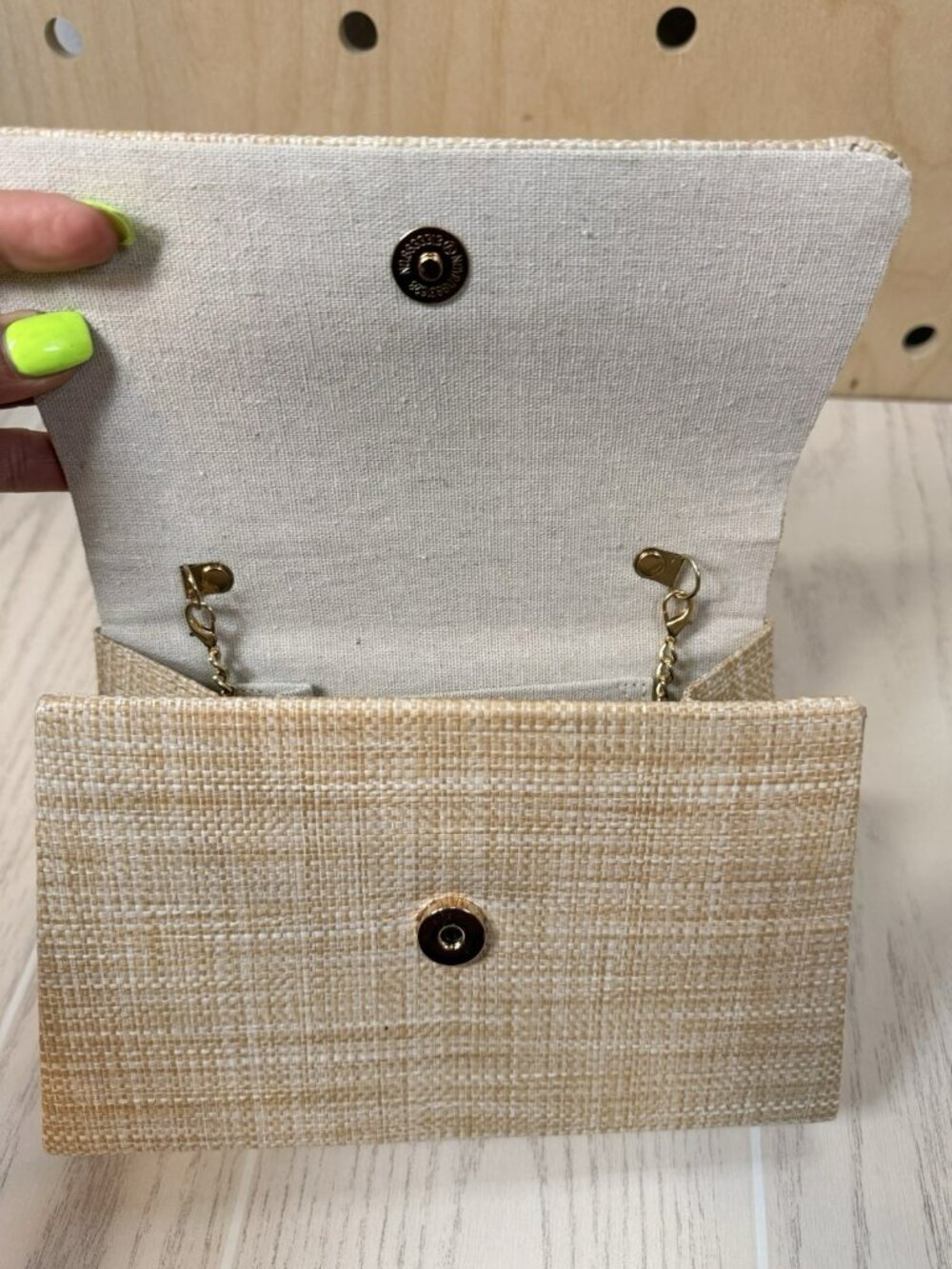 New With Tags HAUTE HIPPIE Small Boho Beaded Sequin Natural Linen Purse Clutch - Picture 14 of 16